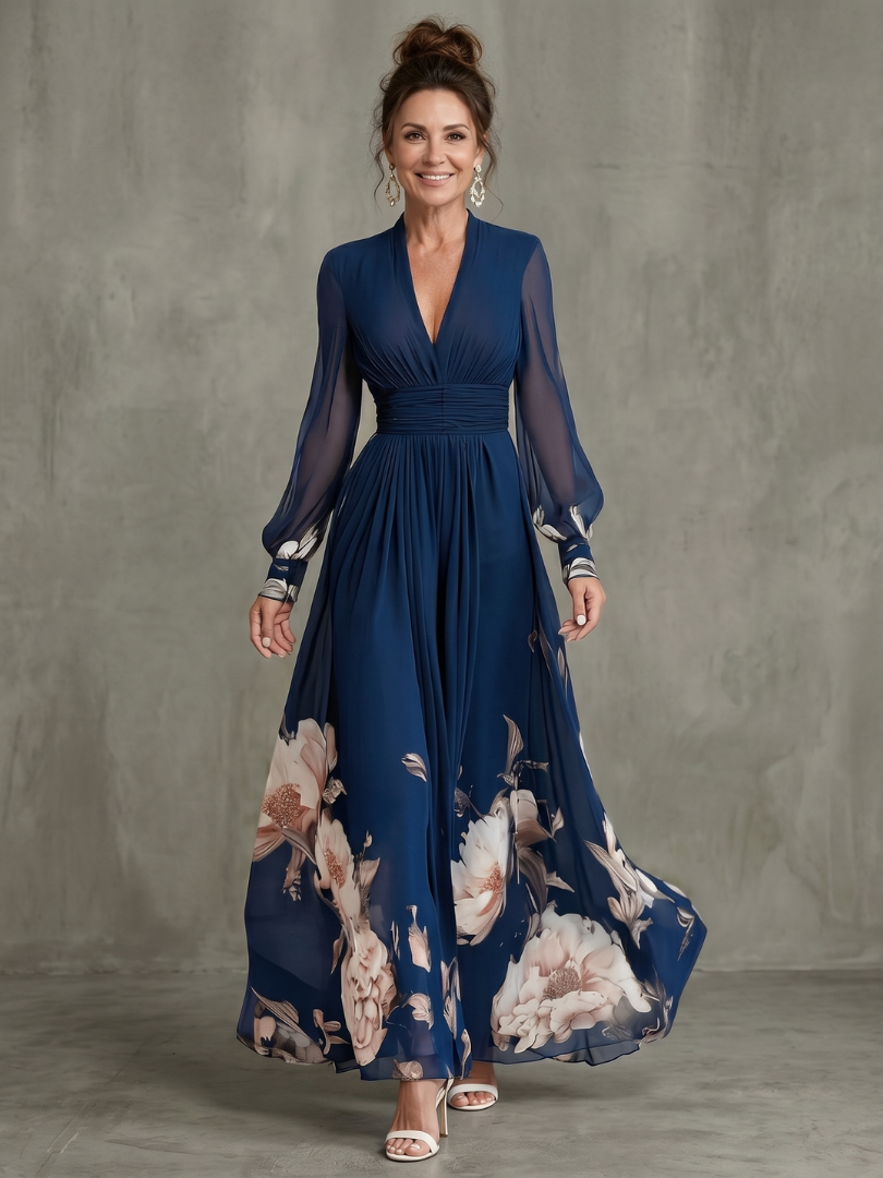 Elegancka suknia wieczorowa dla kobiet z dekoltem w V - J&B - 1 - Nowa-aura