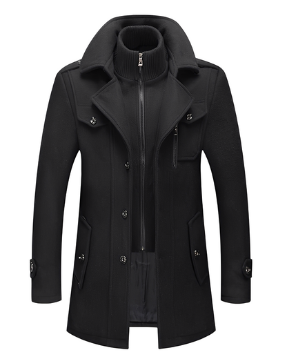 Victor - Elegancki męski płaszcz zimowy Welna z wysokim kołnierzem