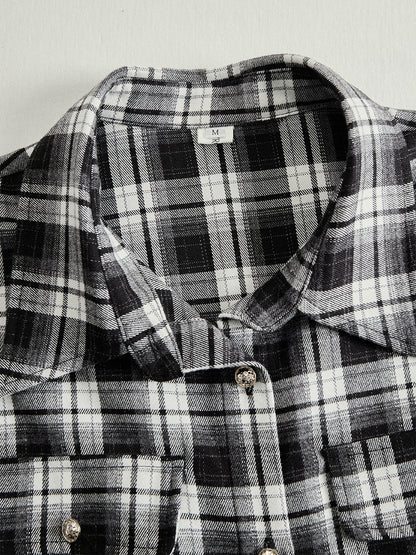 Helena – Długa sukienka koszulowa w kratę