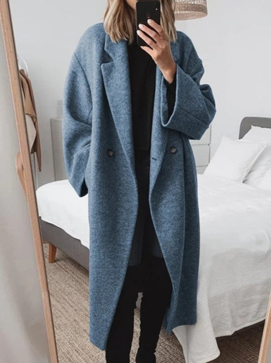 Solene - Damski Wełna płaszcz wełniany oversize elegancki zimowy