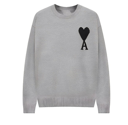 Aria – Sweter uniseks granatowy z haftowanym sercem
