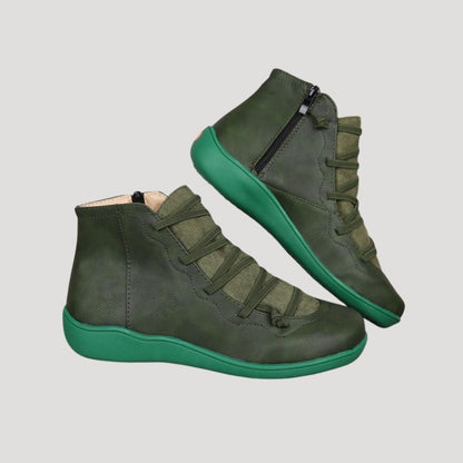 Evelyn – Skórzane botki ocieplane z regulowanym zapięciem