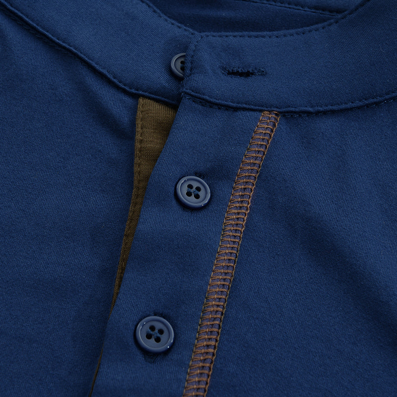 Noah – Męski casualowy bawełniany t-shirt z kołnierzykiem typu henley