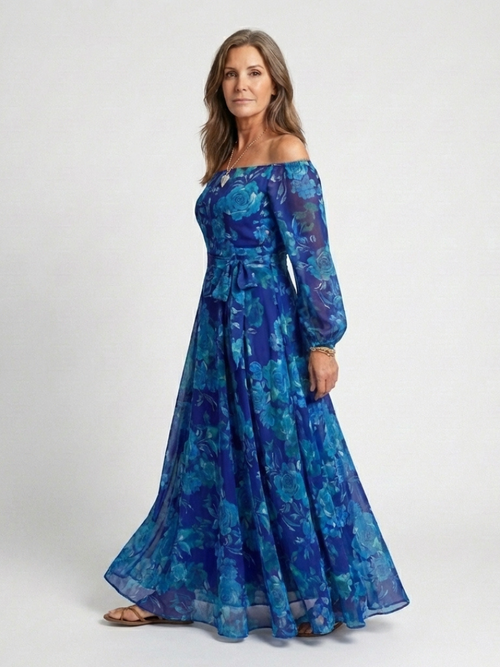 Alina – Elegant Off-Shoulder Maxi Dress for Women - Image 2