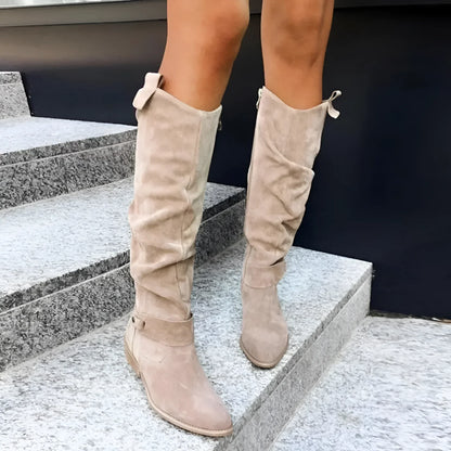 Nina – Damskie zamszowe kozaki za kolano