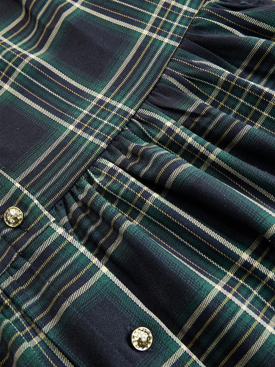 Helena – Długa sukienka koszulowa w kratę