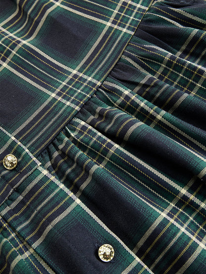 Helena – Długa sukienka koszulowa w kratę