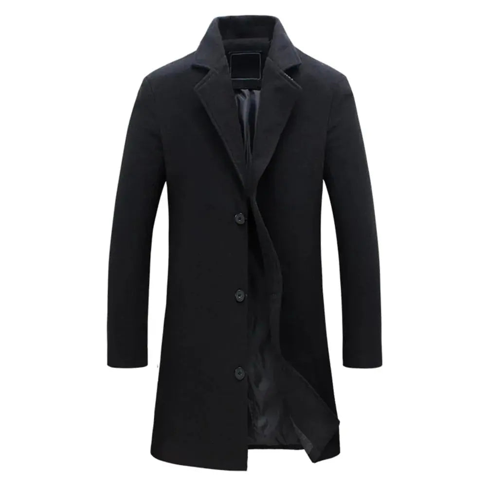 Elegancki męski zimowy płaszcz Tailored Fit z opadającym kołnierzem i guzikiem - J&B - 3 - Nowa-aura