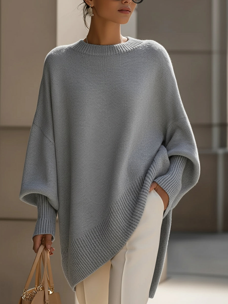 Isabella – Elegancki oversize’owy sweter asymetryczny damski