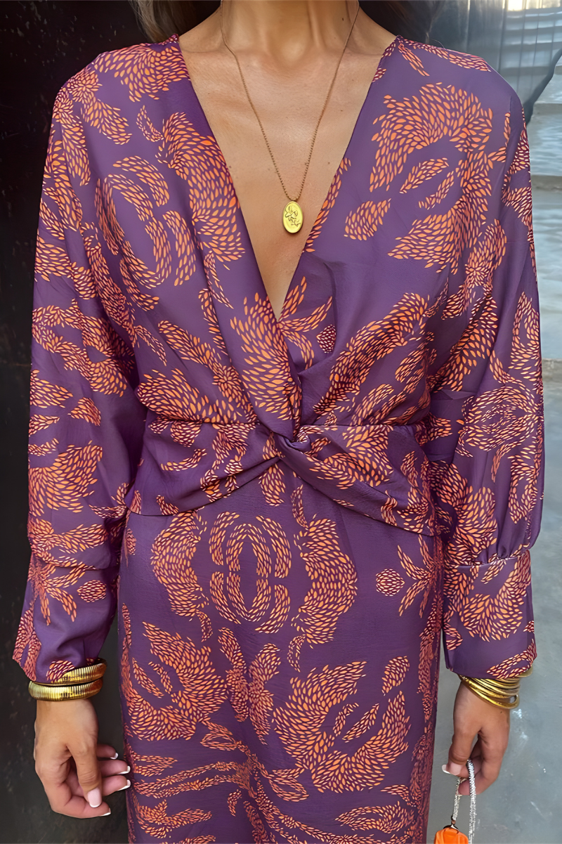 Valentina – Sukienka maxi z wiązaniem i dekoltem w serek