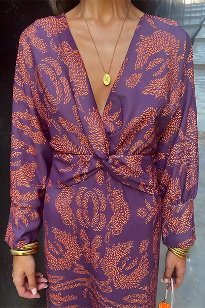 Valentina – Sukienka maxi z wiązaniem i dekoltem w serek