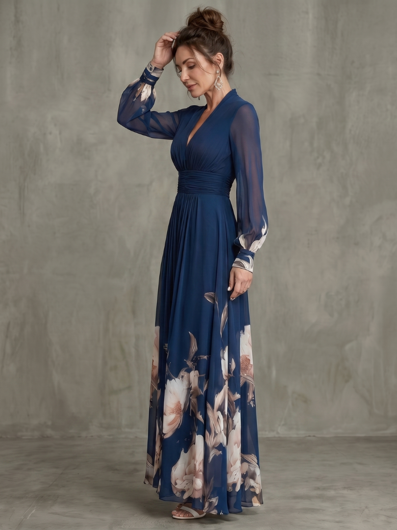 Elegancka suknia wieczorowa dla kobiet z dekoltem w V - J&B - 2 - Nowa-aura