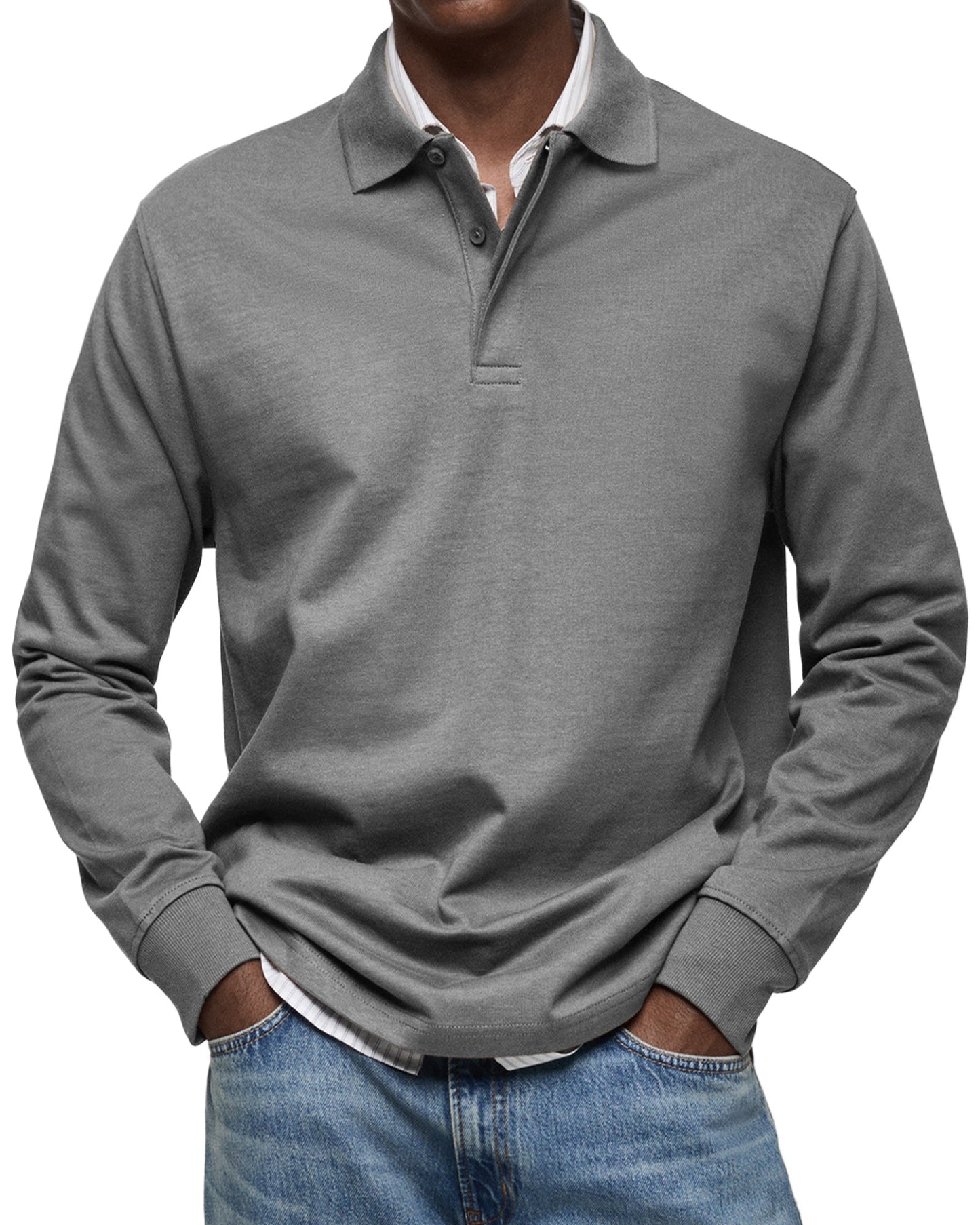 Dorian – Koszulka męska polo z długim rękawem casual