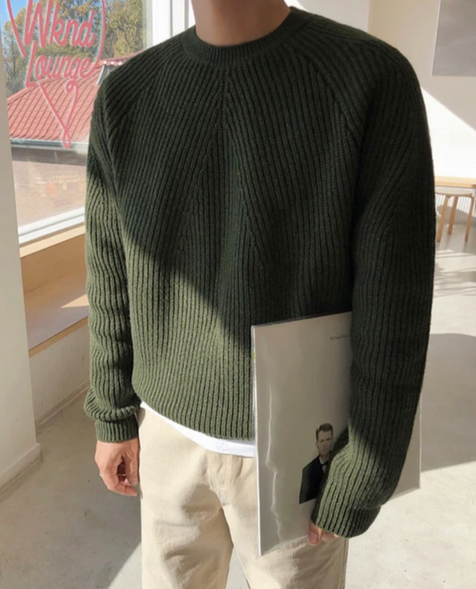 Mateo – Męski gruby sweter prążkowany o klasycznym kroju