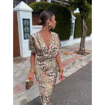 Isabel – Damska sukienka z dekoltem w serek, zwiewna i wygodna