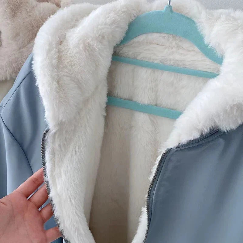 Alicja – Damska zimowa kurtka oversize z miękkim futerkowym wnętrzem