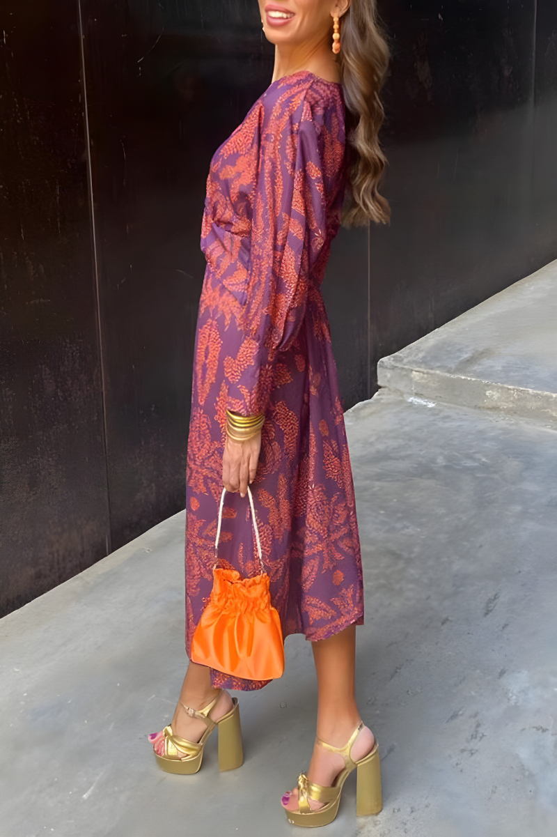 Valentina – Sukienka maxi z wiązaniem i dekoltem w serek