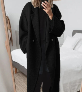 Solene - Damski Wełna płaszcz wełniany oversize elegancki zimowy