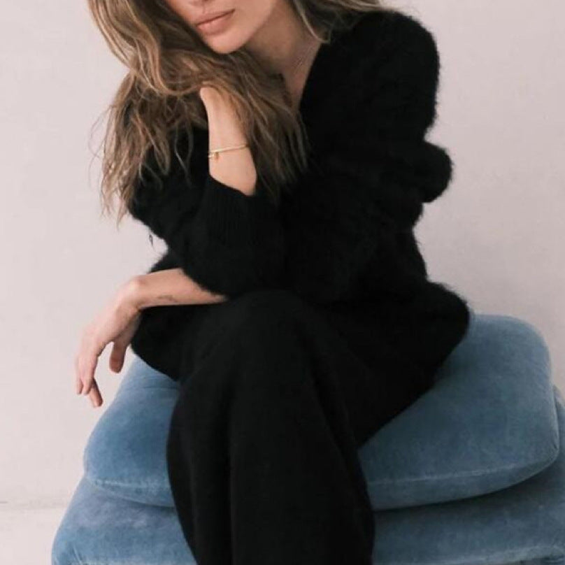 Nora - Damski sweter z moheru miękki ciepły oversize modny elegancki