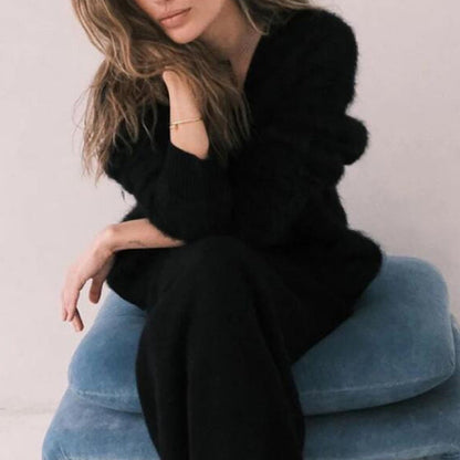 Nora - Damski sweter z moheru miękki ciepły oversize modny elegancki