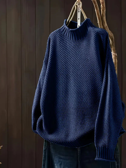 Nora - Sweter damski oversize z golfem i grubym splotem