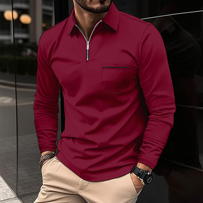 Rafał – Stylowa koszula polo z długim rękawem męska