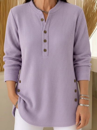 Agnieszka – Dzianinowa tunika z ozdobnymi guzikami i wygodnym, casualowym krojem