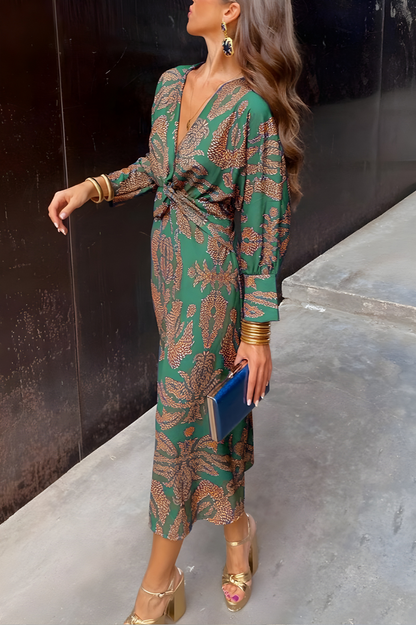 Valentina – Sukienka maxi z wiązaniem i dekoltem w serek