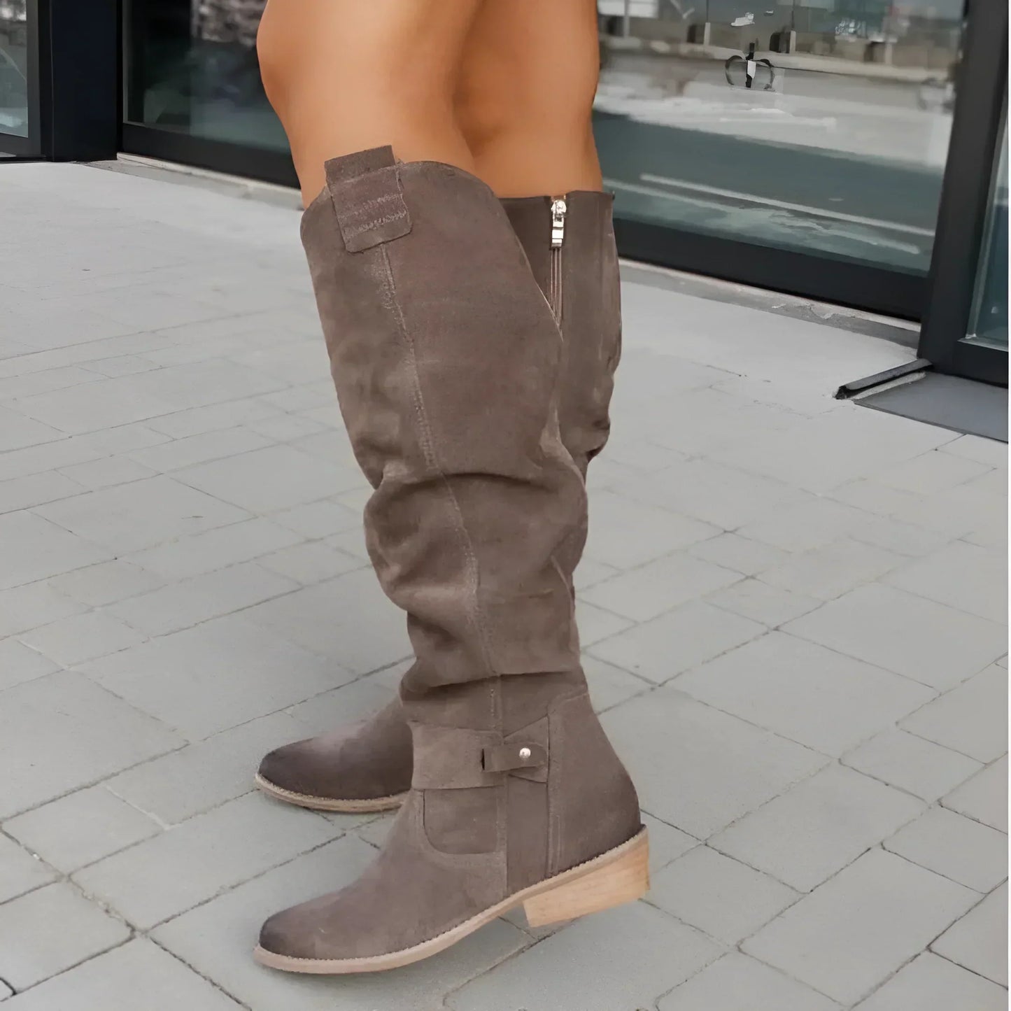 Nina – Damskie zamszowe kozaki za kolano