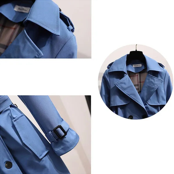 Katarzyna – Damski elegancki trencz maxi o klasycznym dwurzędowym kroju