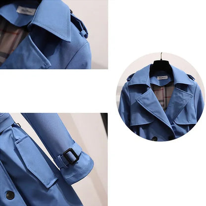 Katarzyna – Damski elegancki trencz maxi o klasycznym dwurzędowym kroju