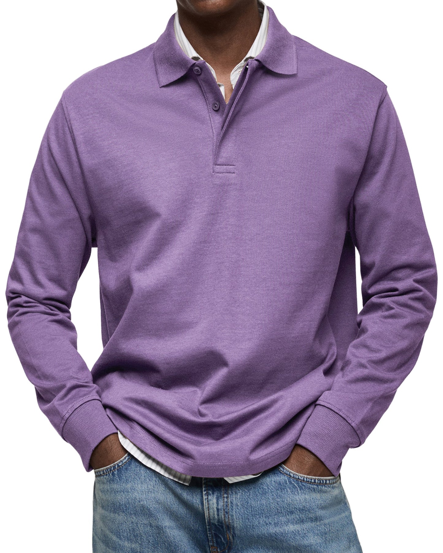 Dorian – Koszulka męska polo z długim rękawem casual