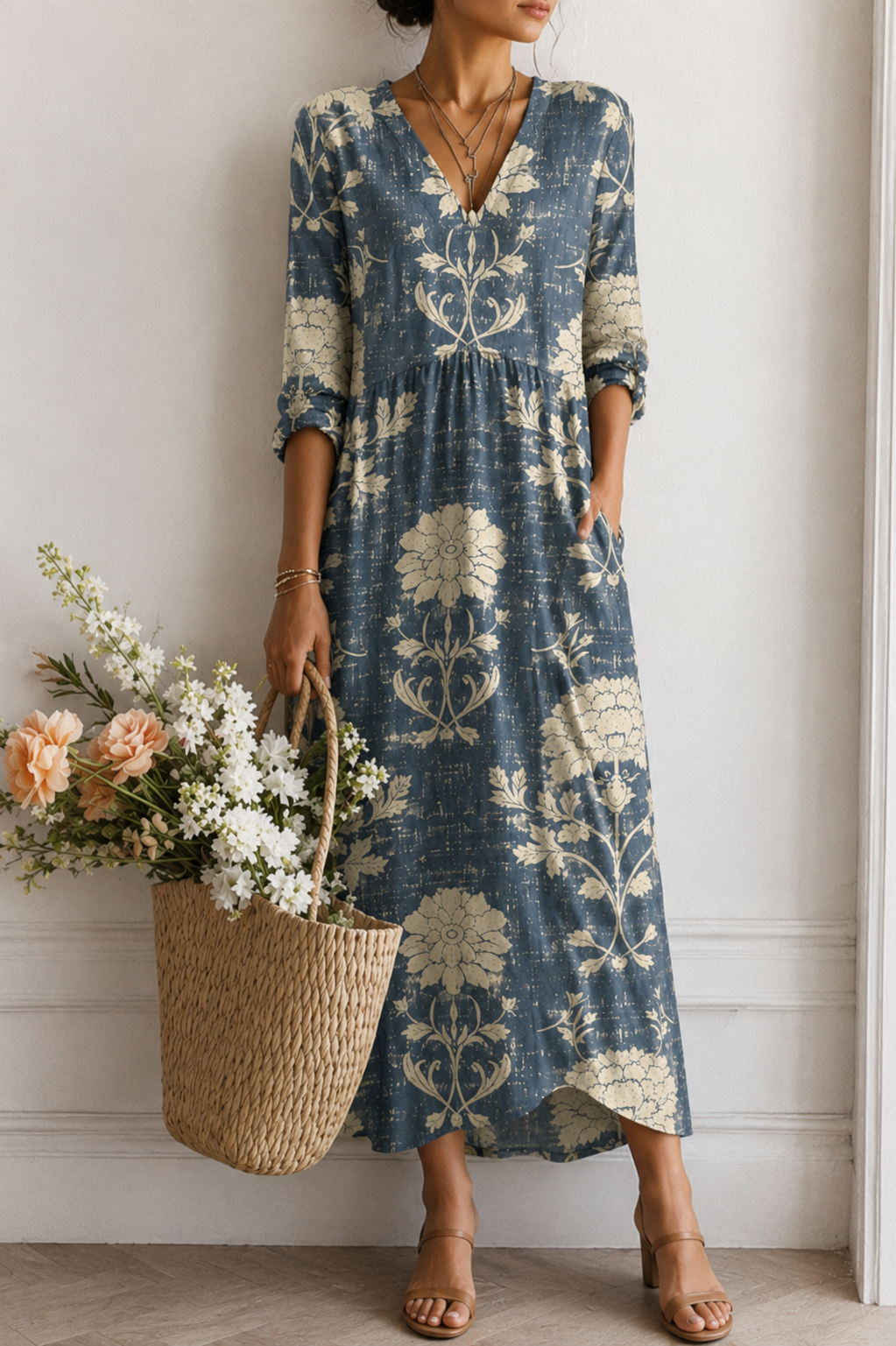 Antonia – Figlarna sukienka maxi w kwiatowy wzór