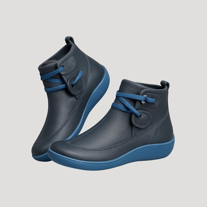 Evelyn – Skórzane botki ocieplane z regulowanym zapięciem