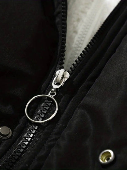 Amelia – Pikowana kurtka damska z kapturem i miękkim futerkiem