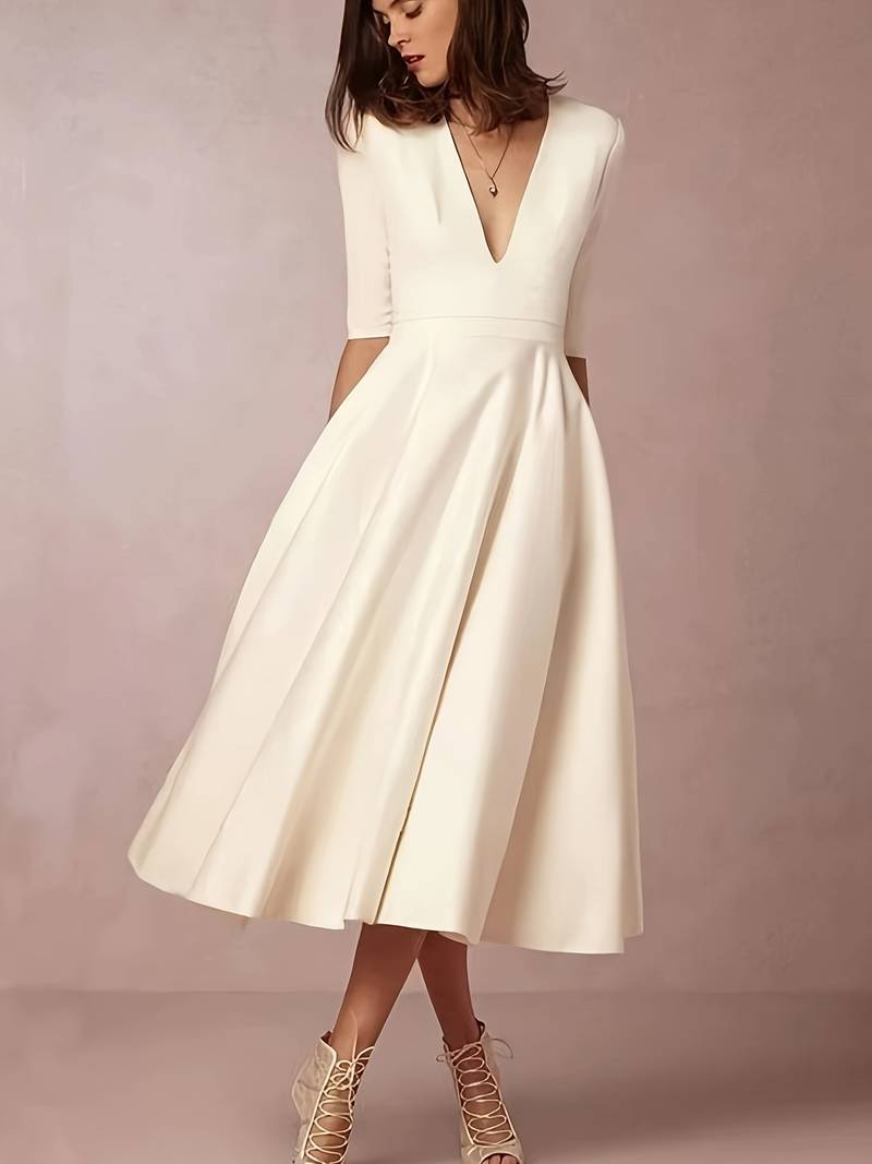 Verena – Women's White Wedding Guest Dress - Image 2
