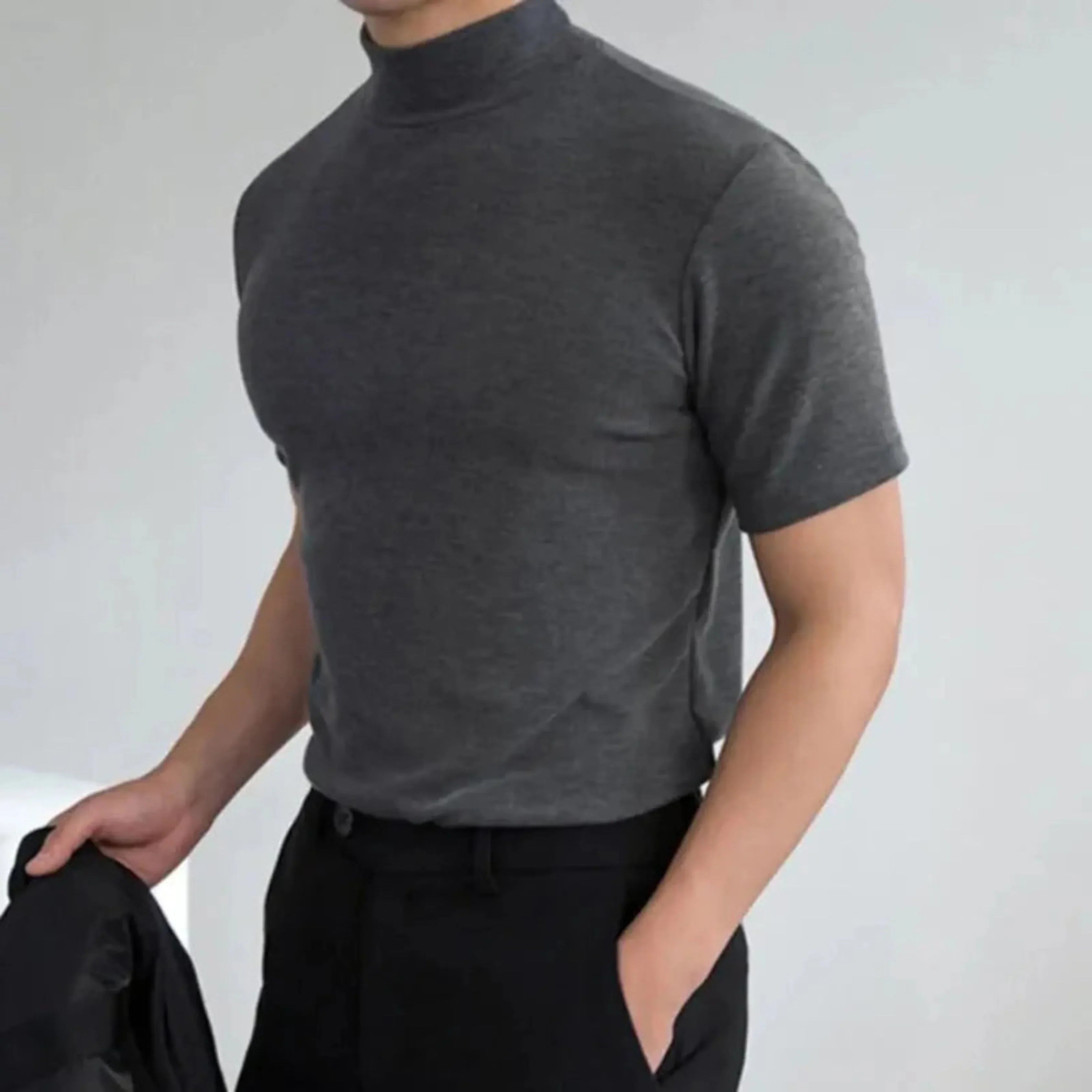 Tobias – High Neck Fitted T-Shirt - Image 2