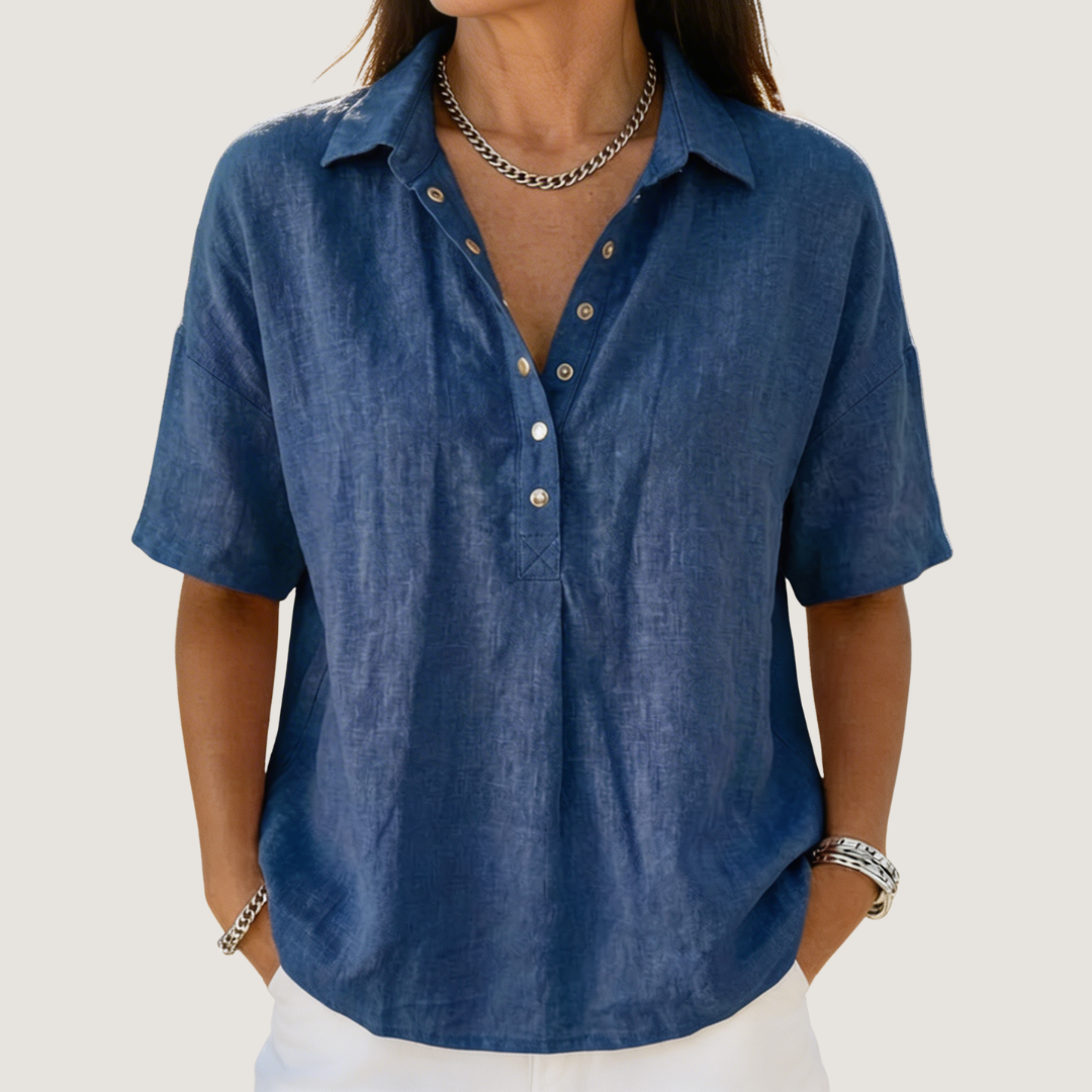 Thea – Button-Up Collar Blouse - Image 1