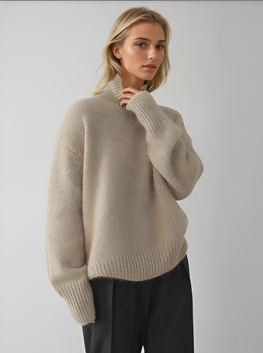 Zuzanna – Miękki oversize sweter z golfem damski