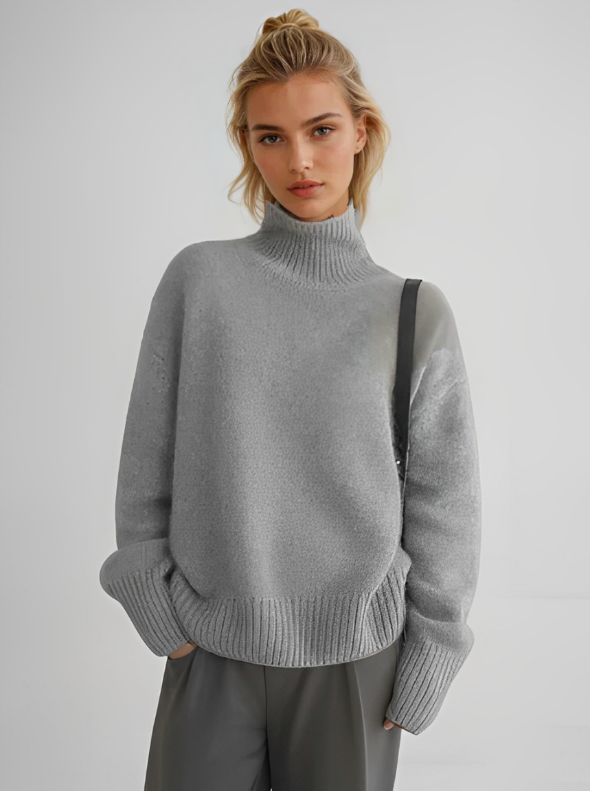 Zuzanna – Miękki oversize sweter z golfem damski