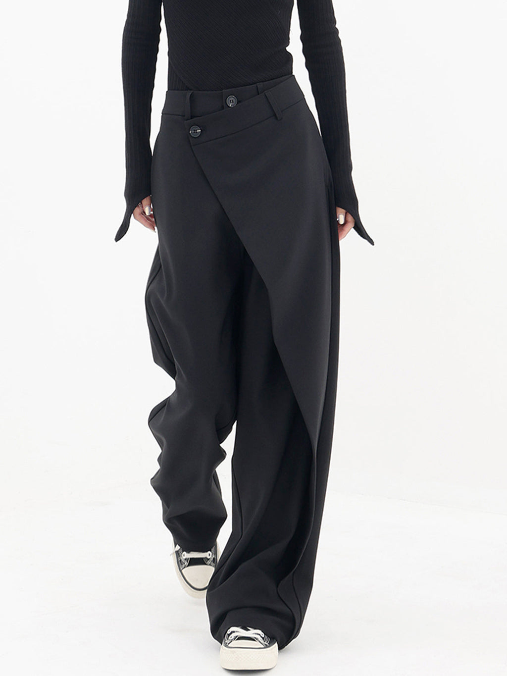 Leni – Asymmetrical Layer Button Wide Leg - Image 1