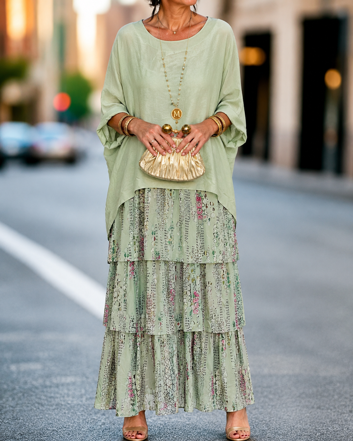 Laura – Elegancka sukienka damska w stylu boho z warstwowymi wstawkami