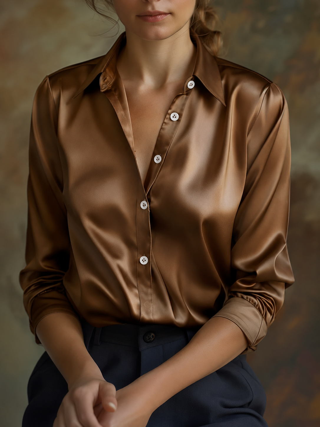 Vanessa – Elegancka satynowa bluzka dla kobiet