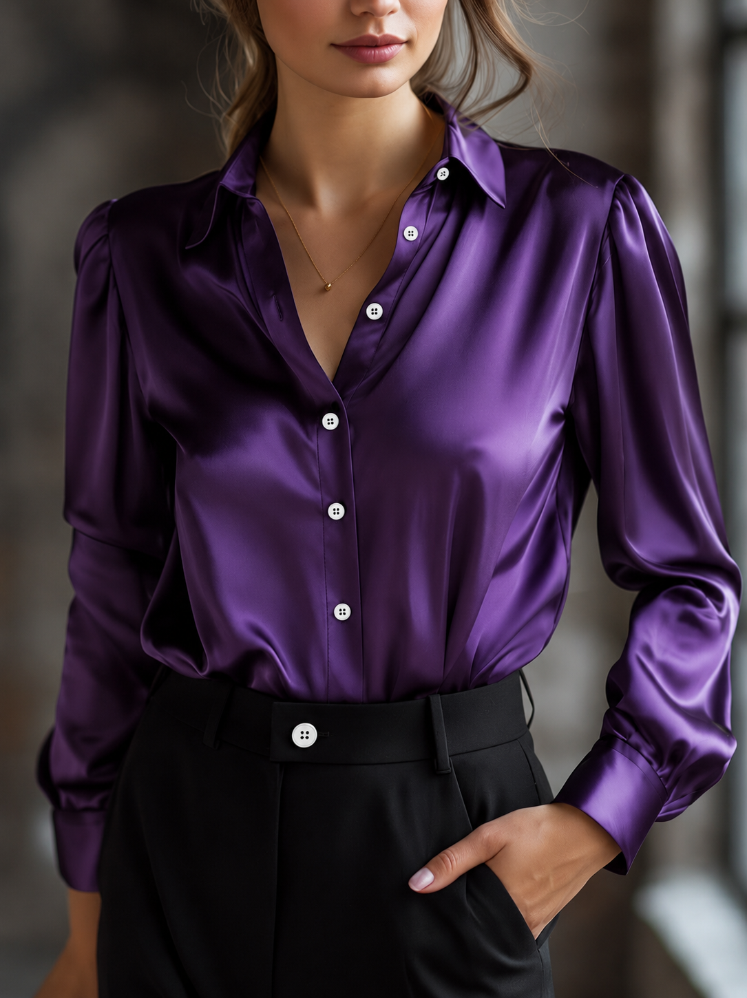 Vanessa – Elegancka satynowa bluzka dla kobiet