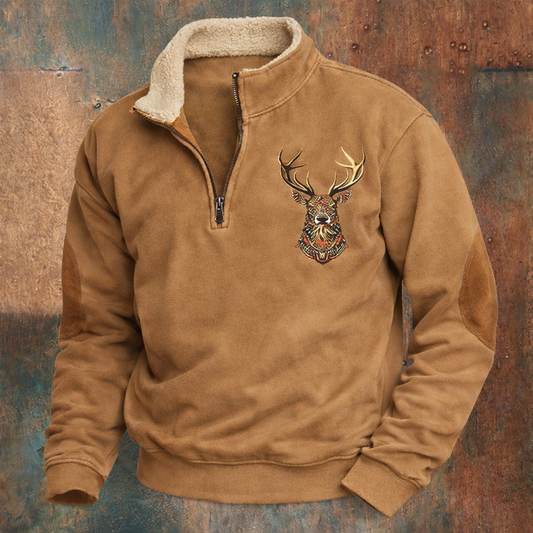 Logan – Zimowa bluza polarowa z haftowanym motywem jelenia dla mężczyzn