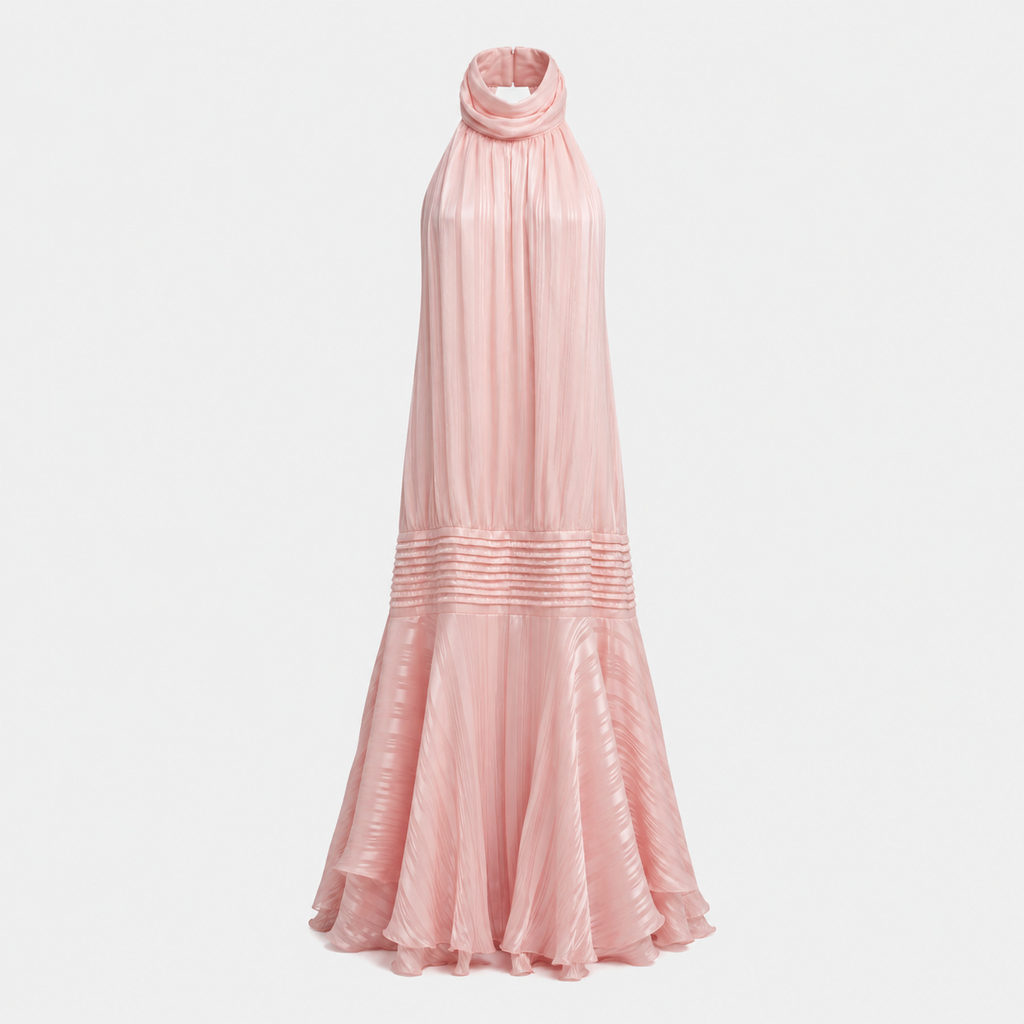 Amelie – Letnia sukienka z plisowanym dekoltem typu halter