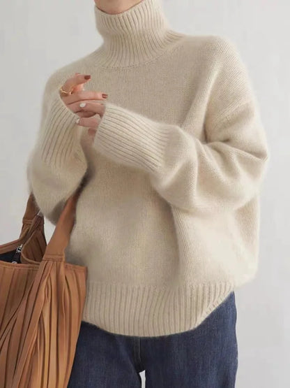 Sophia – Sweter damski z golfem, miękki i ciepły