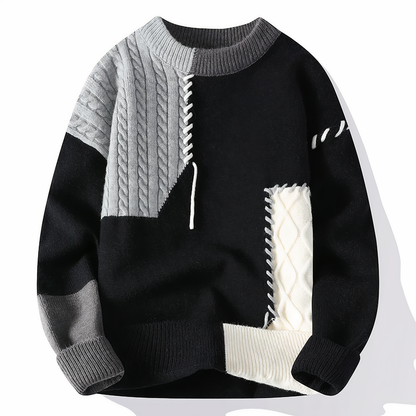 Marco - Sweter męski kolorowy patchwork oversize