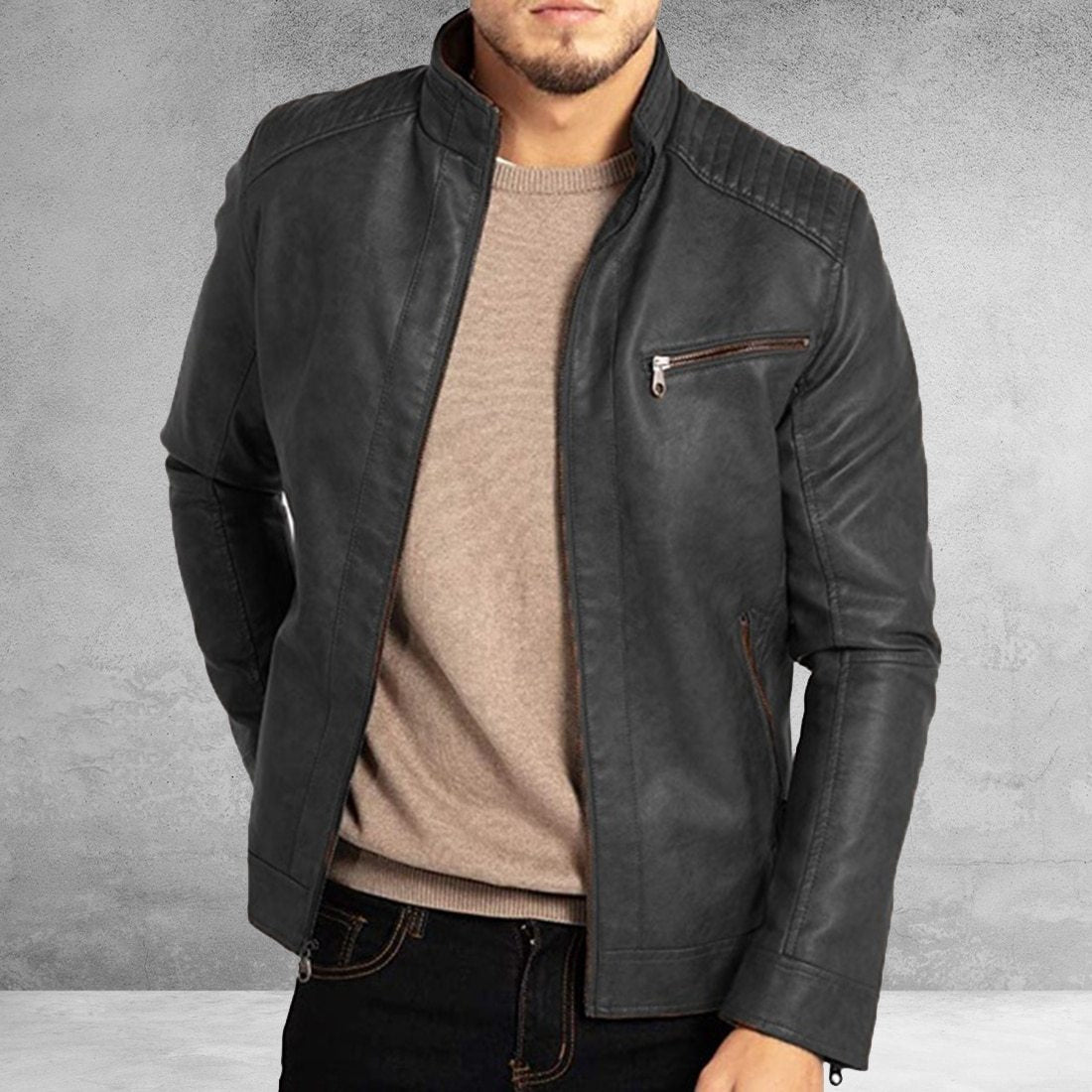 Dominik – Męska Kurtka Skórzana w Stylu Biker