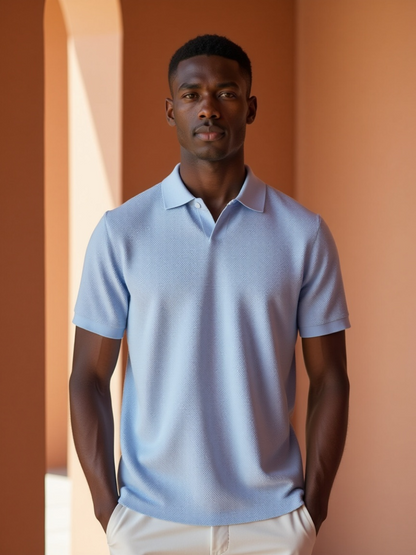 James – Strukturalna koszulka polo męska z krótkim rękawem